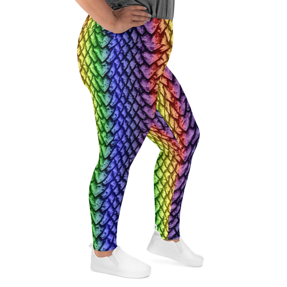 Rainbow Dragon Scale Plus Size Leggings