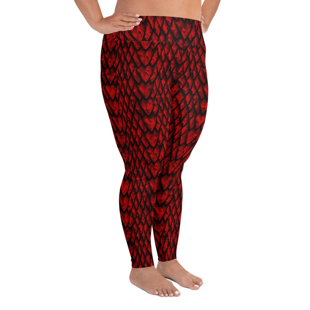 Ruby Dragon Scale Plus Size Leggings