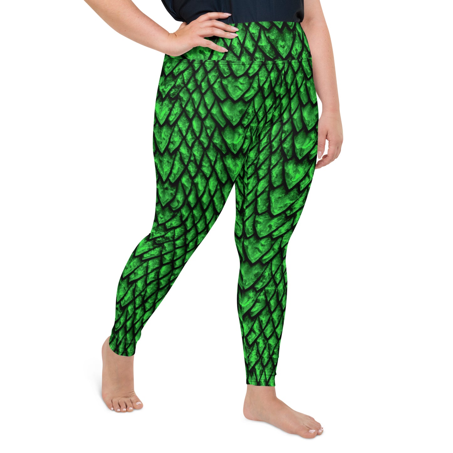 Emerald Dragon Scale Plus Size Leggings