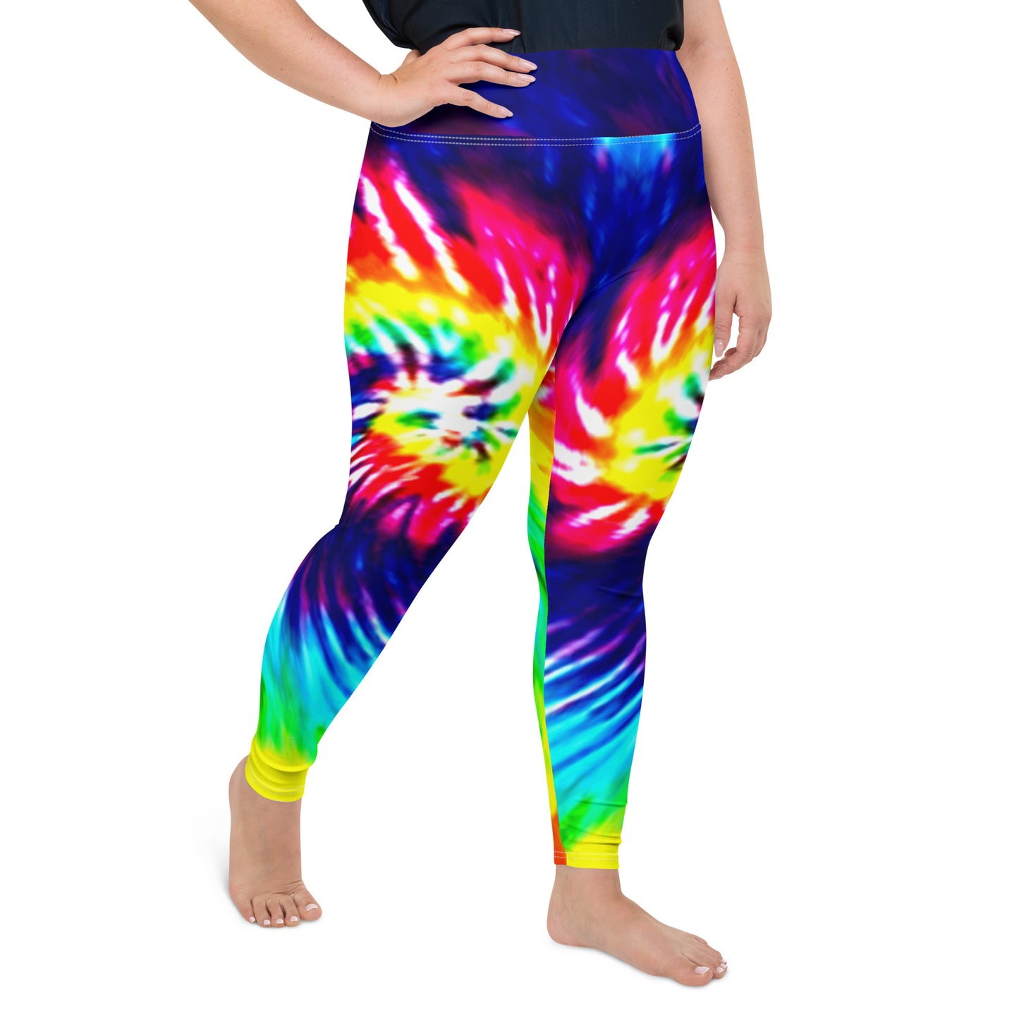 Bright Rainbow Tie Dye Plus Size Leggings