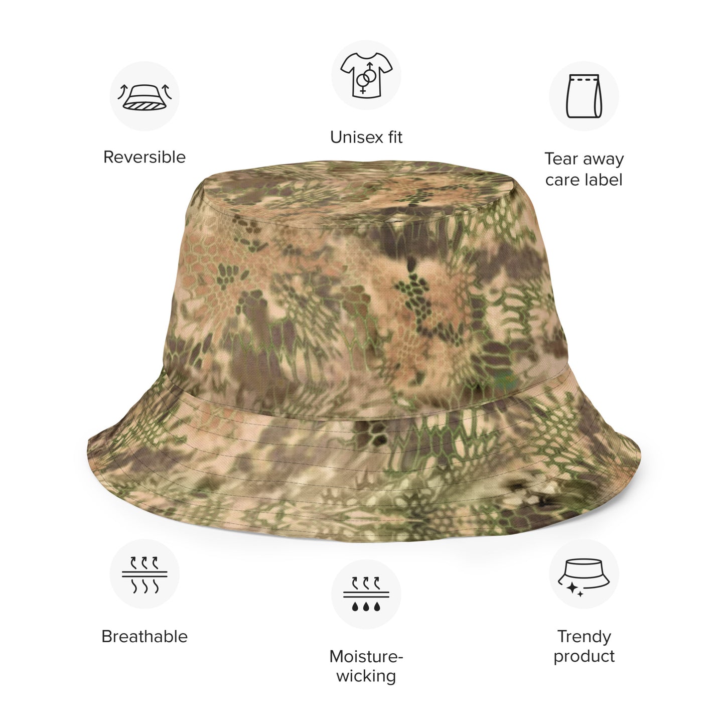 Dry Country Camo and Hunter's Orange Reversible Bucket Hat