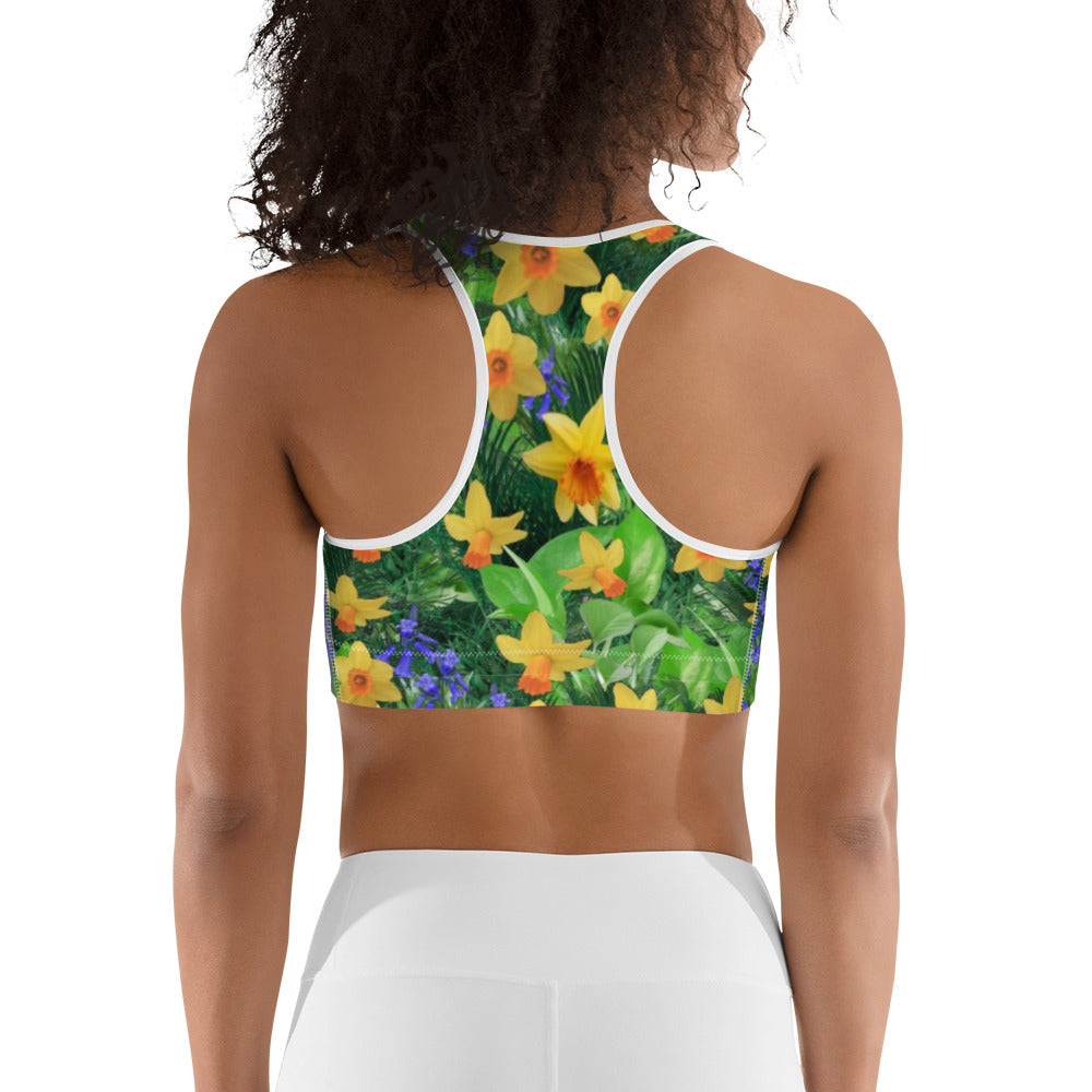 Daffodils and Blue Bells Sports Bra