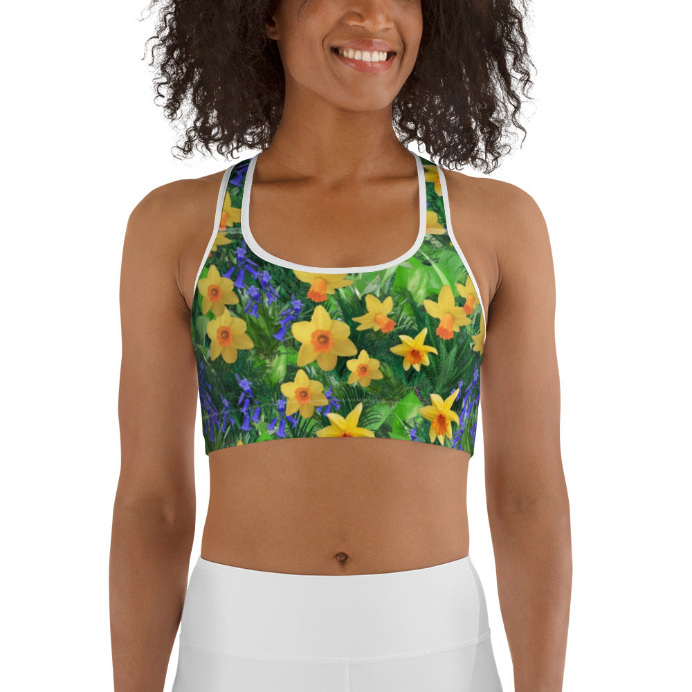 Daffodils and Blue Bells Sports Bra