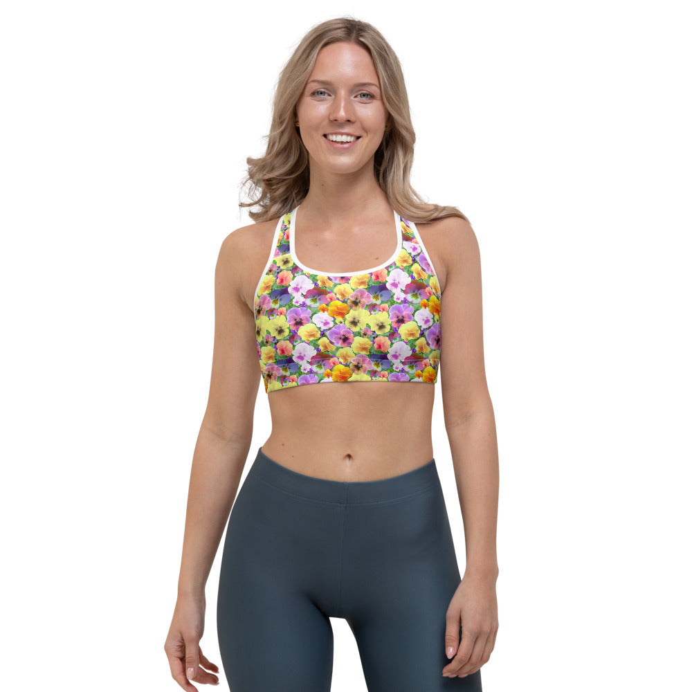 Pretty Pansies Sports Bra