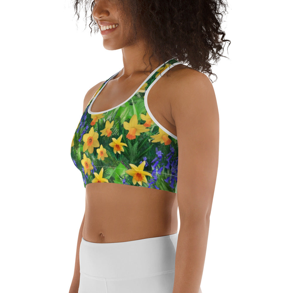 Daffodils and Blue Bells Sports Bra