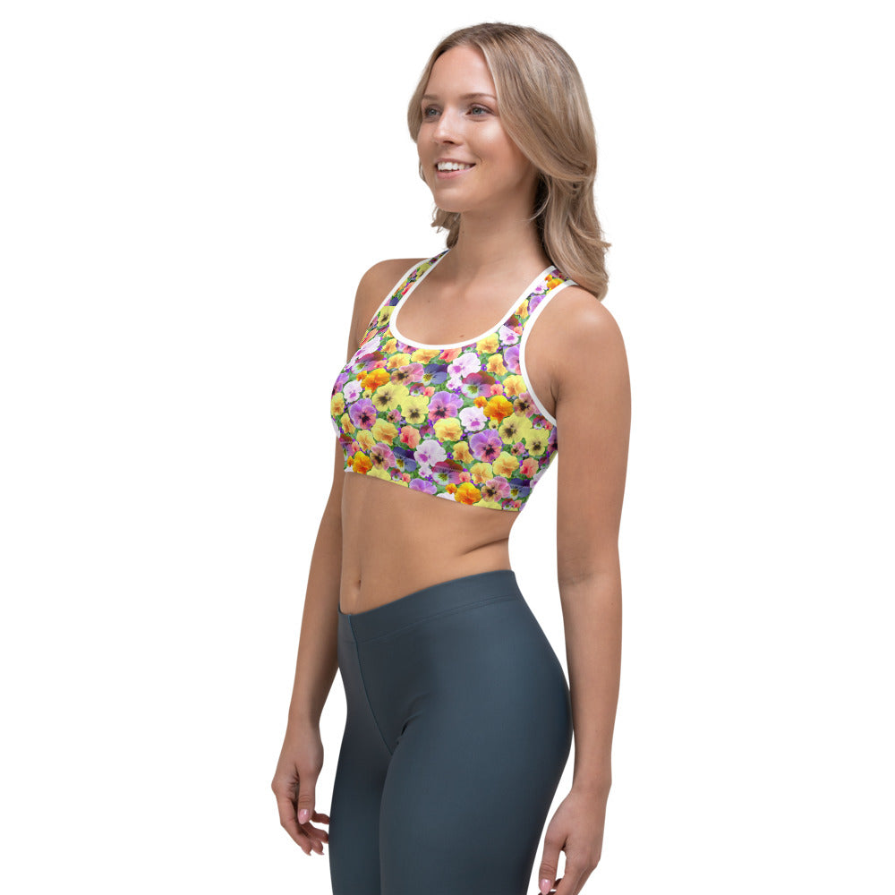 Pretty Pansies Sports Bra