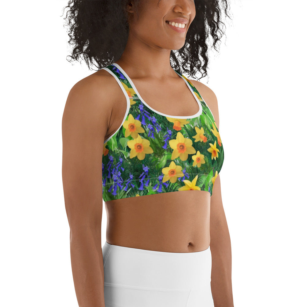 Daffodils and Blue Bells Sports Bra