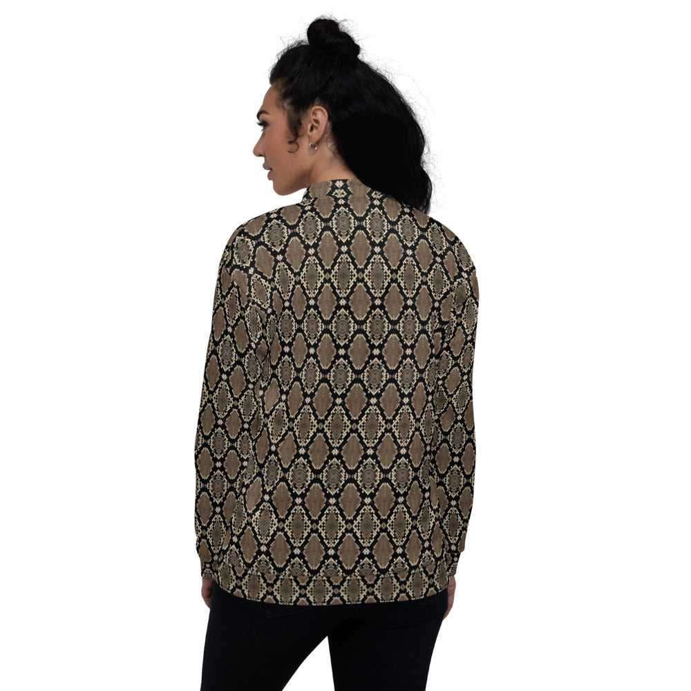 Snakeskin Print Bomber Jacket