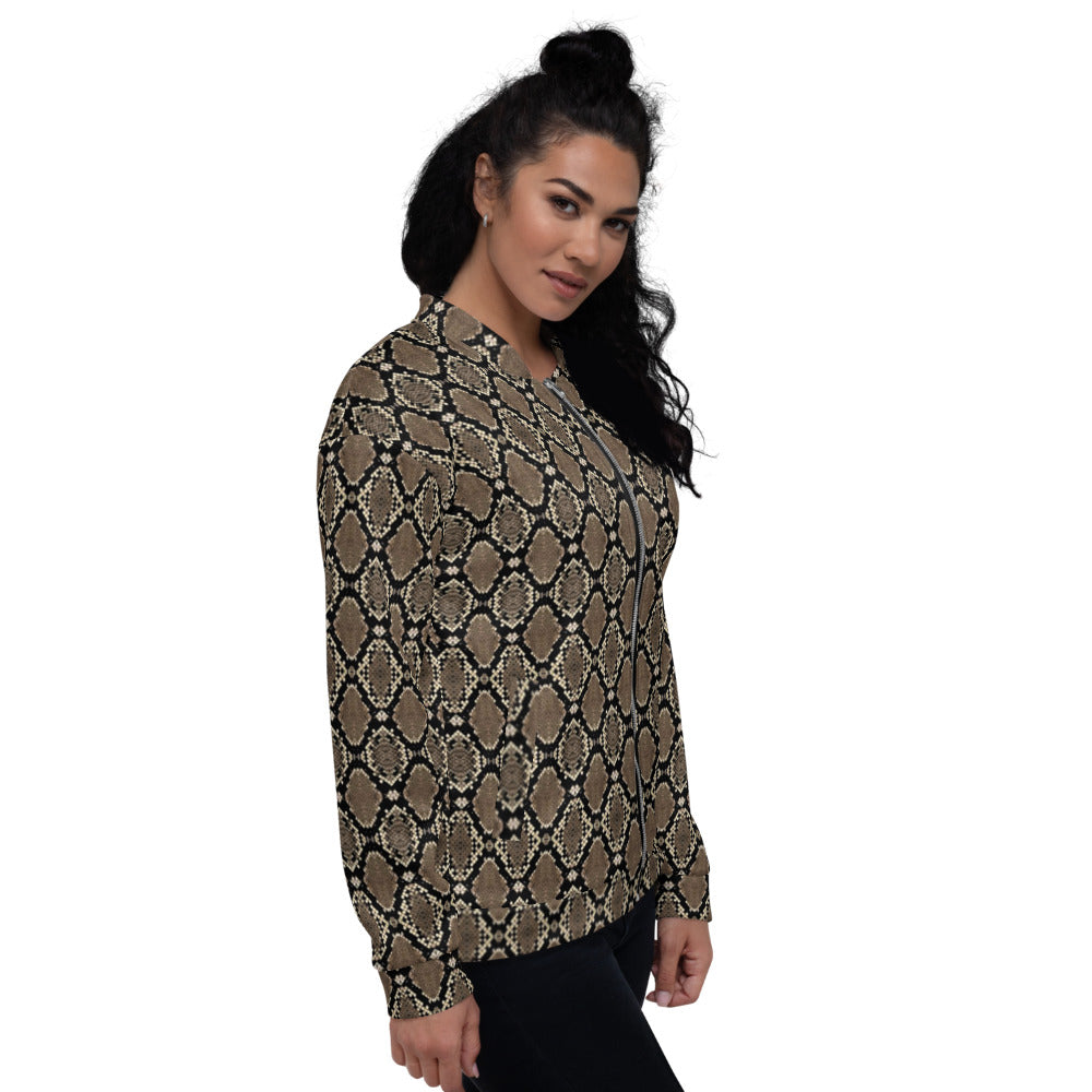 Snakeskin Print Bomber Jacket