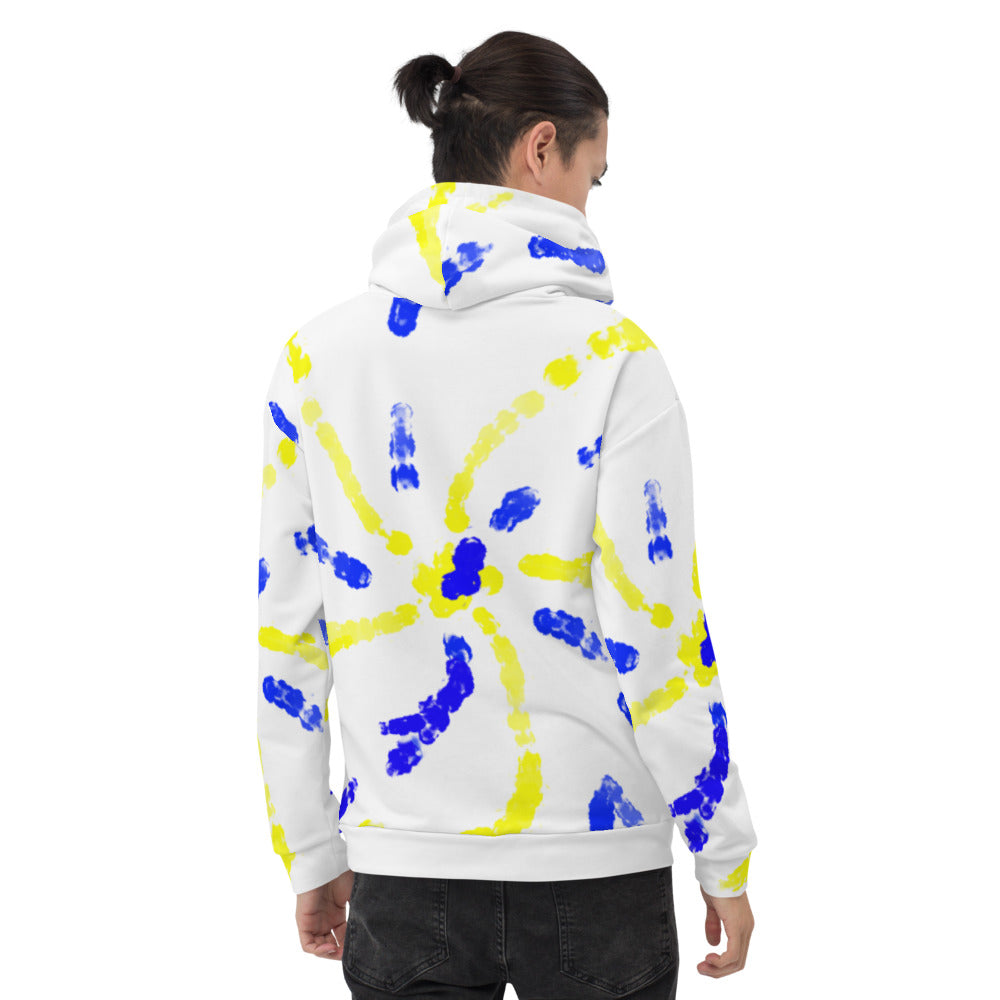 Blue and Yellow Star Burst Unisex Hoodie