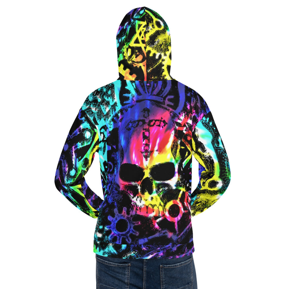 Steampunk Skull Tie Dye Unisex Hoodie