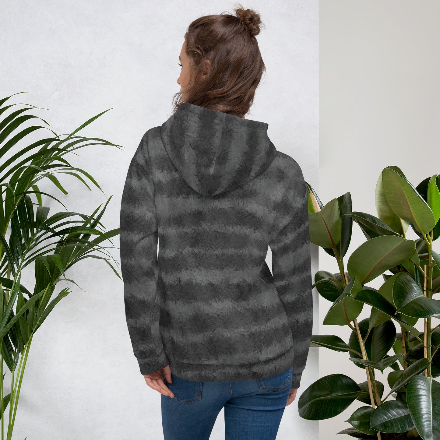 Grey Tabby Cat Fur Print Unisex Hoodie