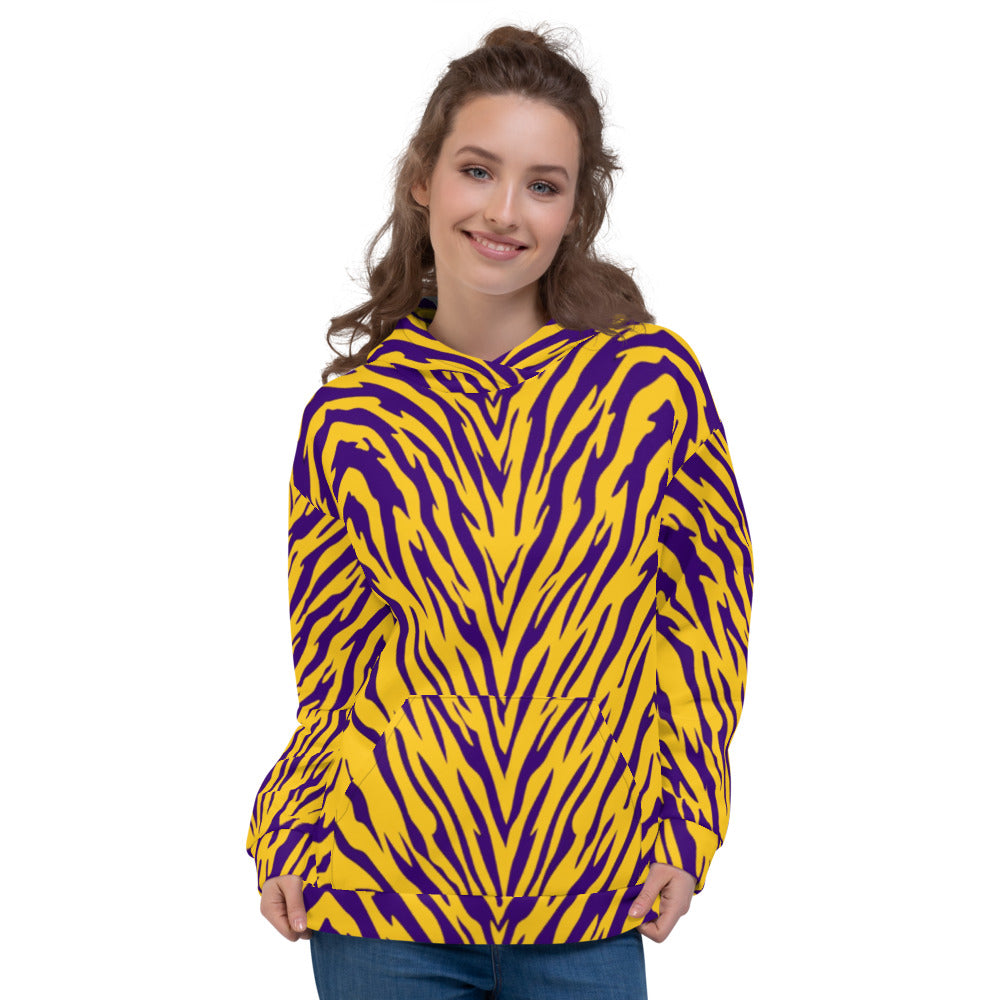 Purple and Gold Tiger Stripe Unisex Hoodie