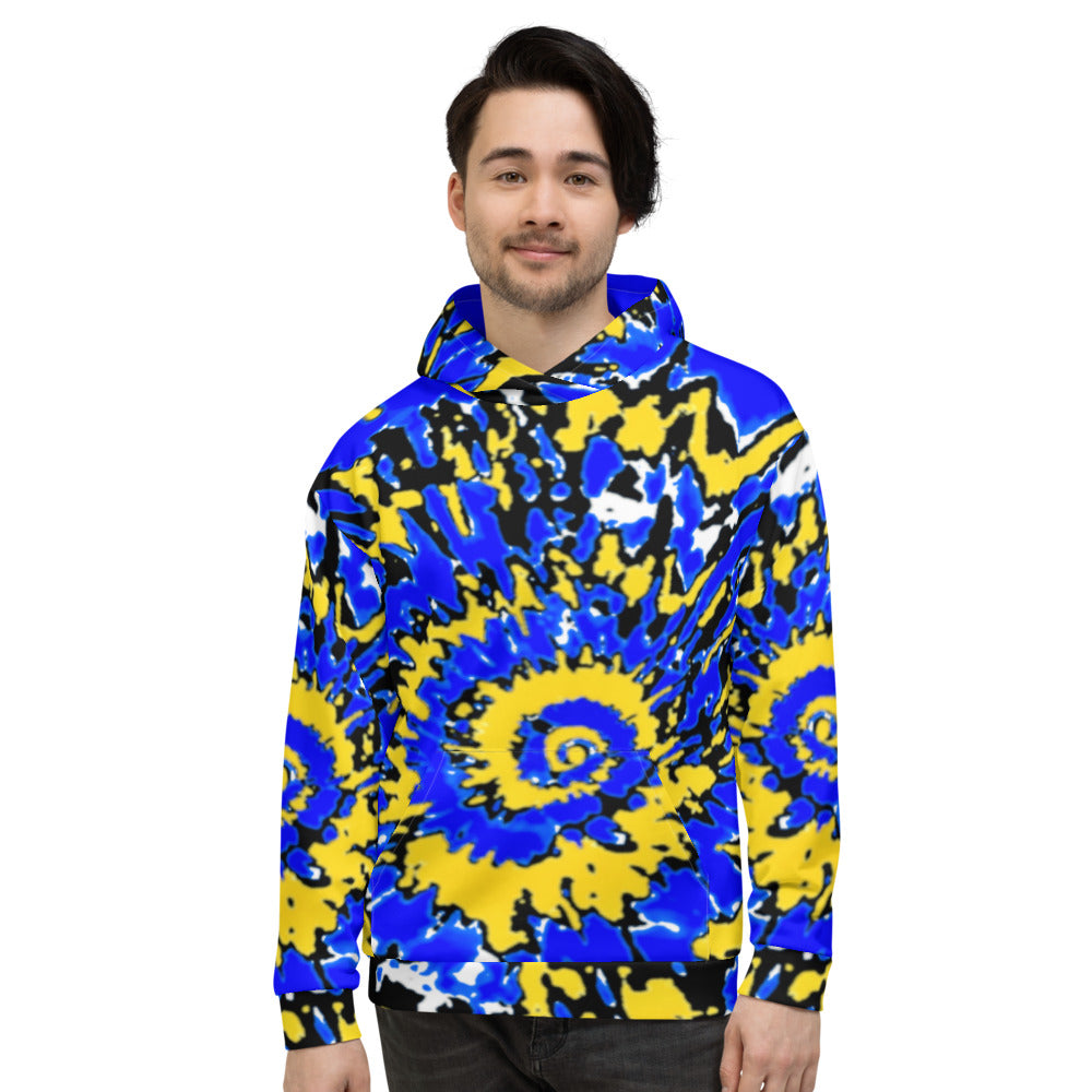 Blue and Gold Unisex Tie Dye Hoodie