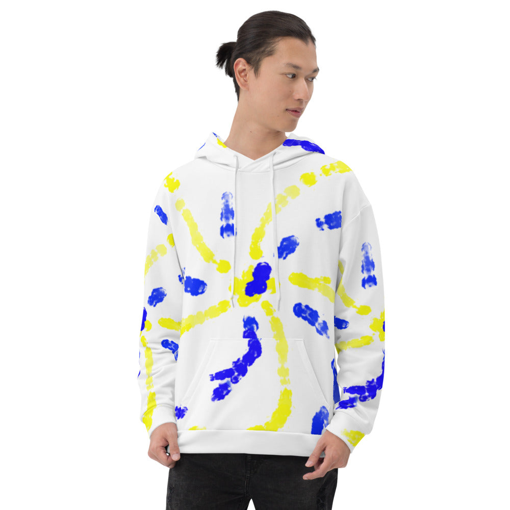 Blue and Yellow Star Burst Unisex Hoodie