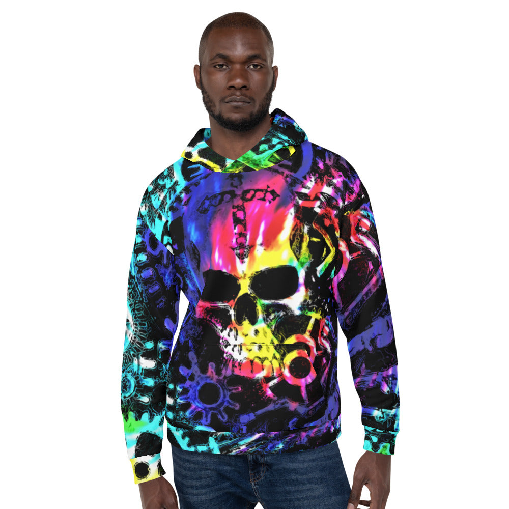 Steampunk Skull Tie Dye Unisex Hoodie