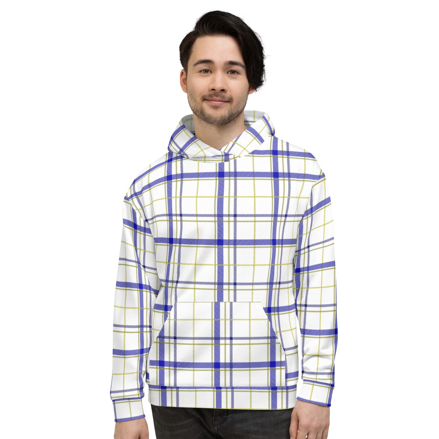 Yellow and Blue Plaid Unisex Hoodie