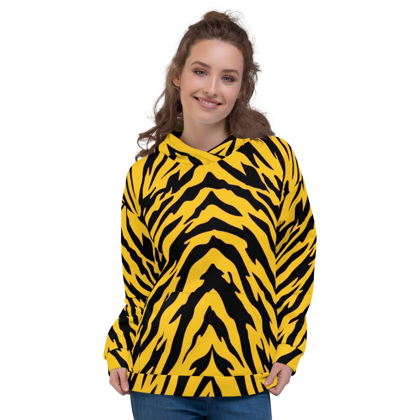 Black and Gold Tiger Stripes Unisex Pullover Hoodie