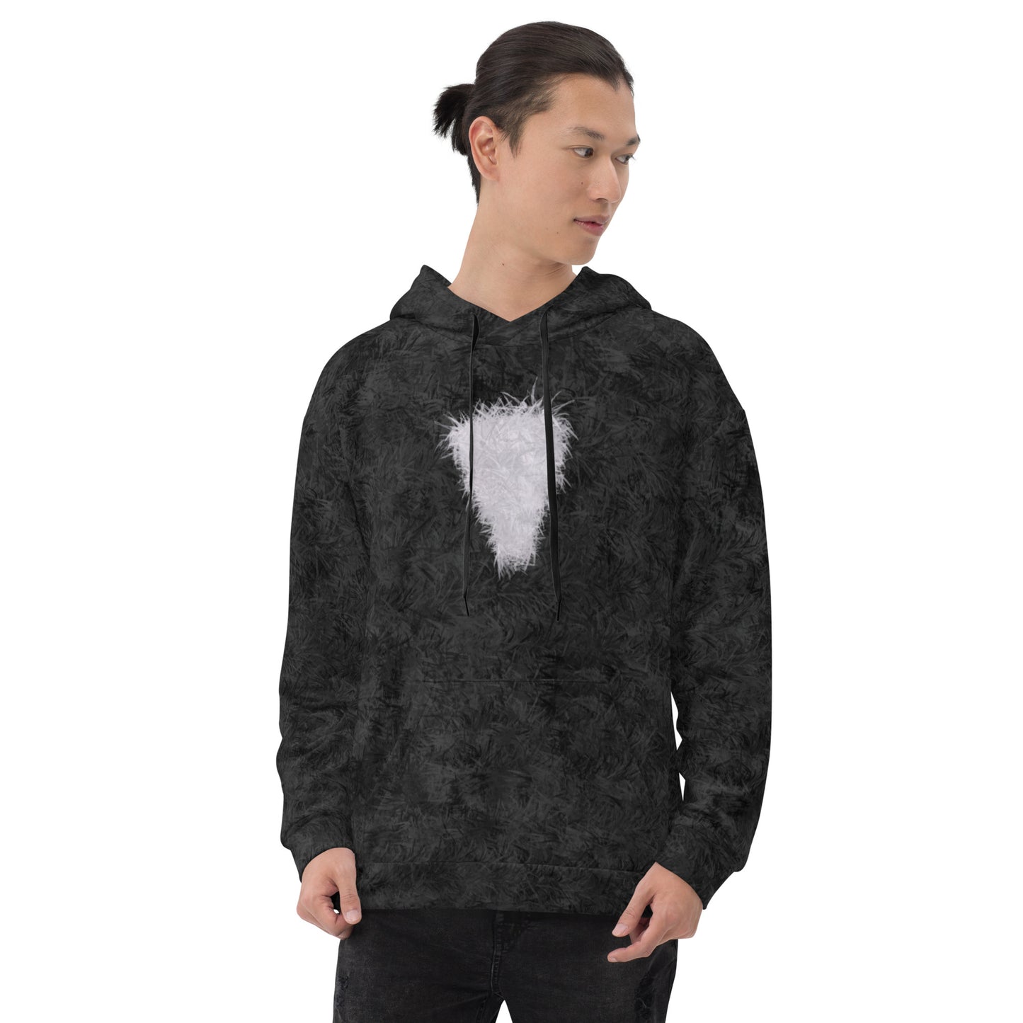 Black Cat with White Bib Fur Pattern Unisex Hoodie