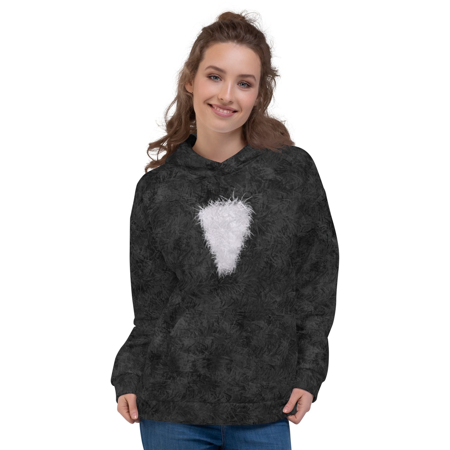 Black Cat with White Bib Fur Pattern Unisex Hoodie