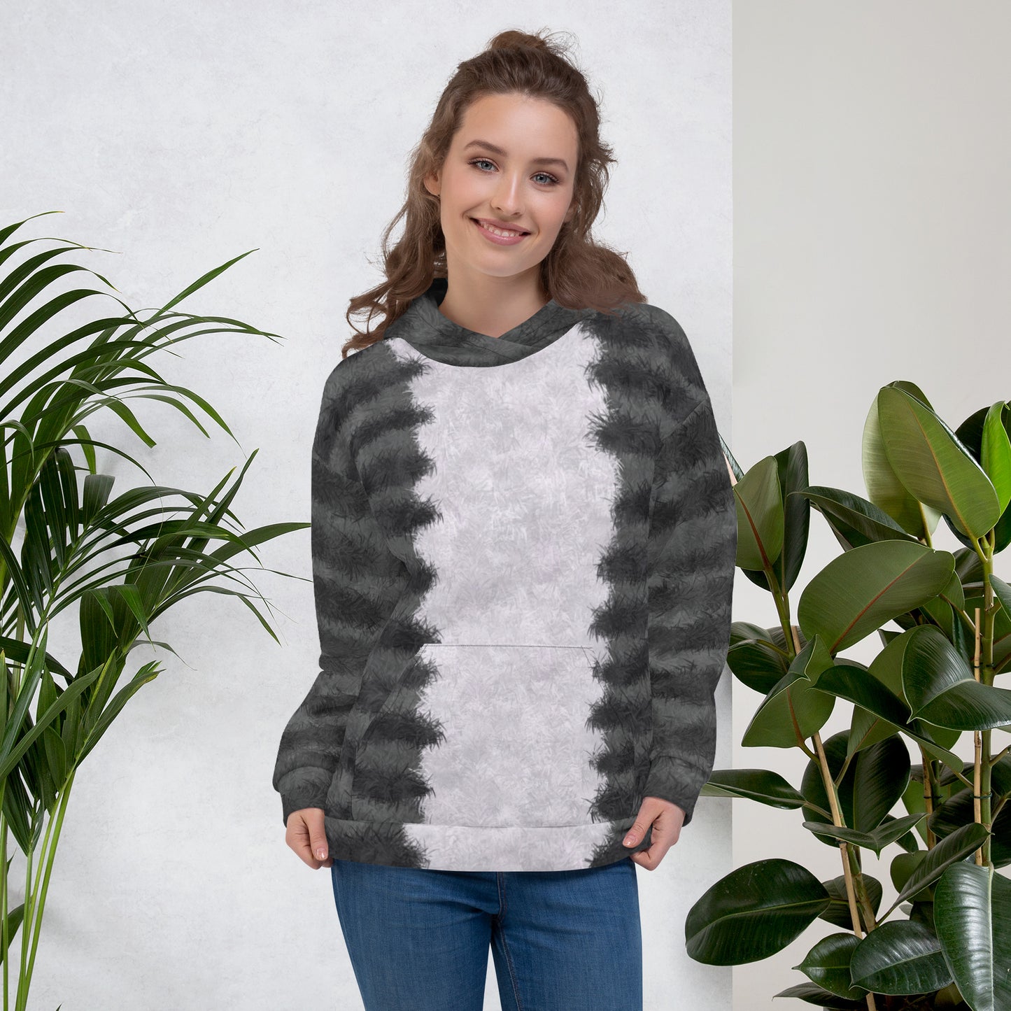 Grey Tabby Cat Fur Print Unisex Hoodie