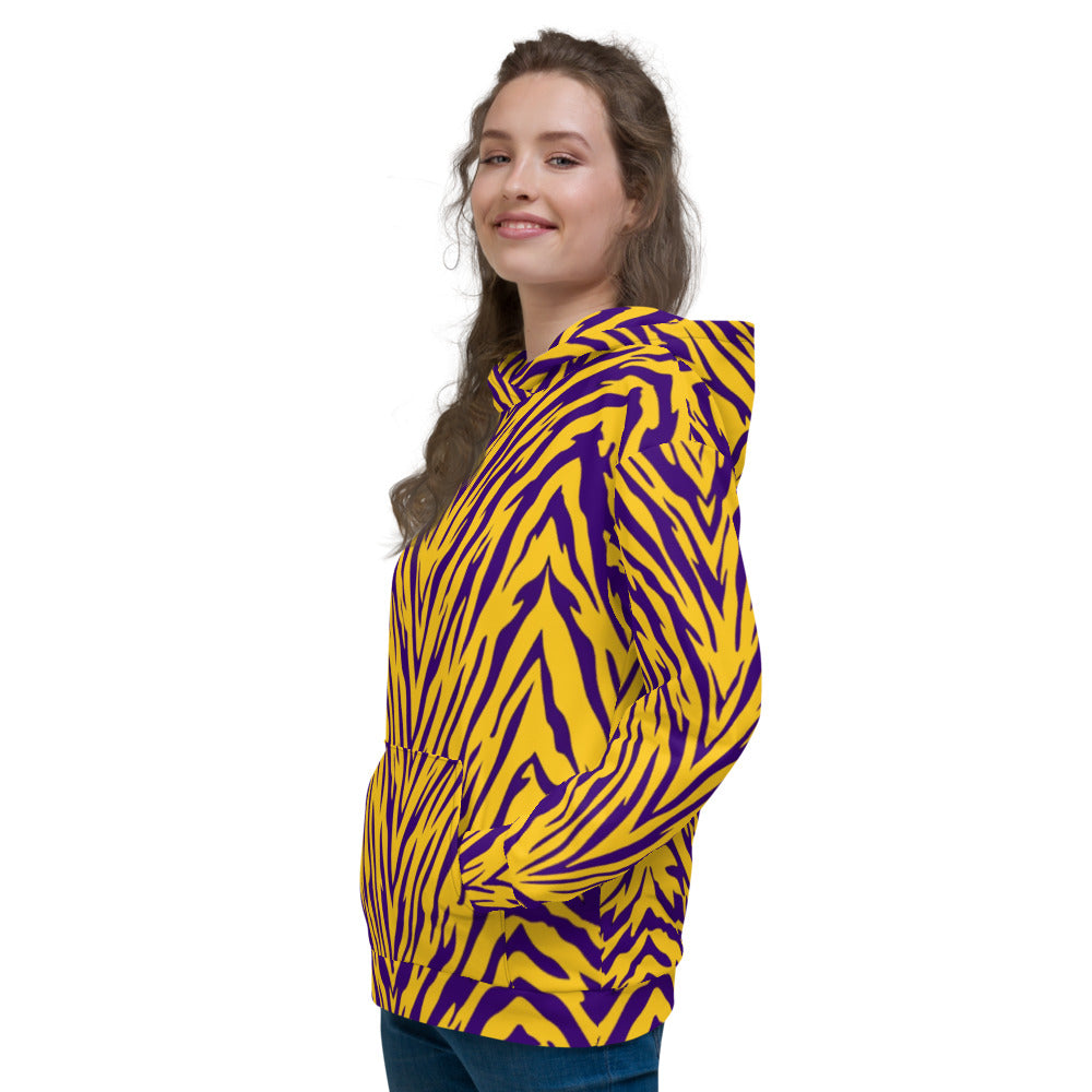 Purple and Gold Tiger Stripe Unisex Hoodie