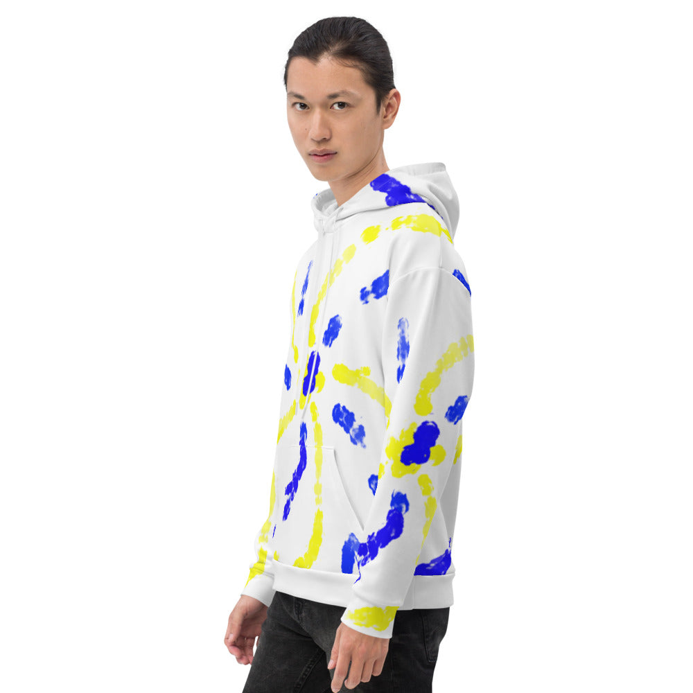 Blue and Yellow Star Burst Unisex Hoodie