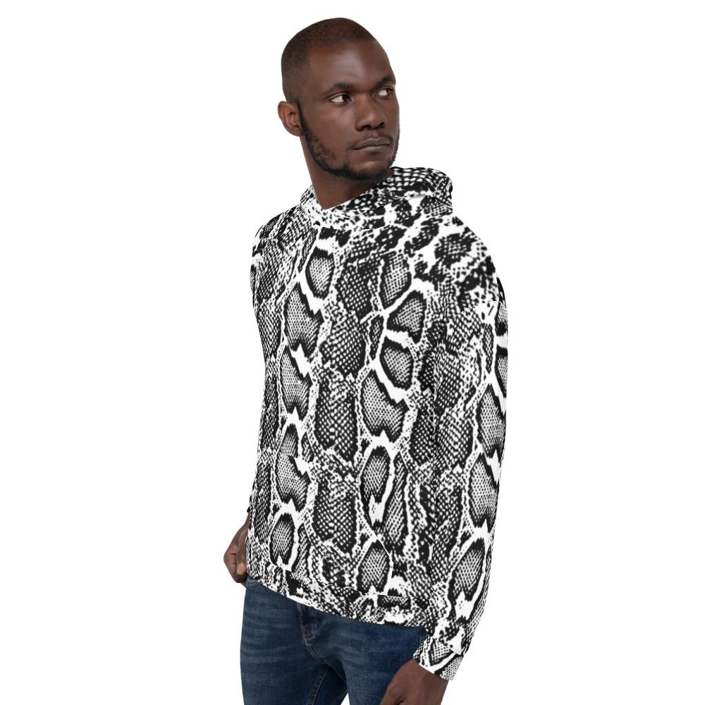 Black and White Python Skin Print Unisex Hoodie