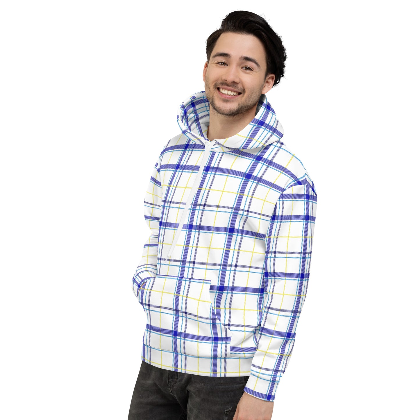 Blue and Yellow Plaid Unisex Hoodie