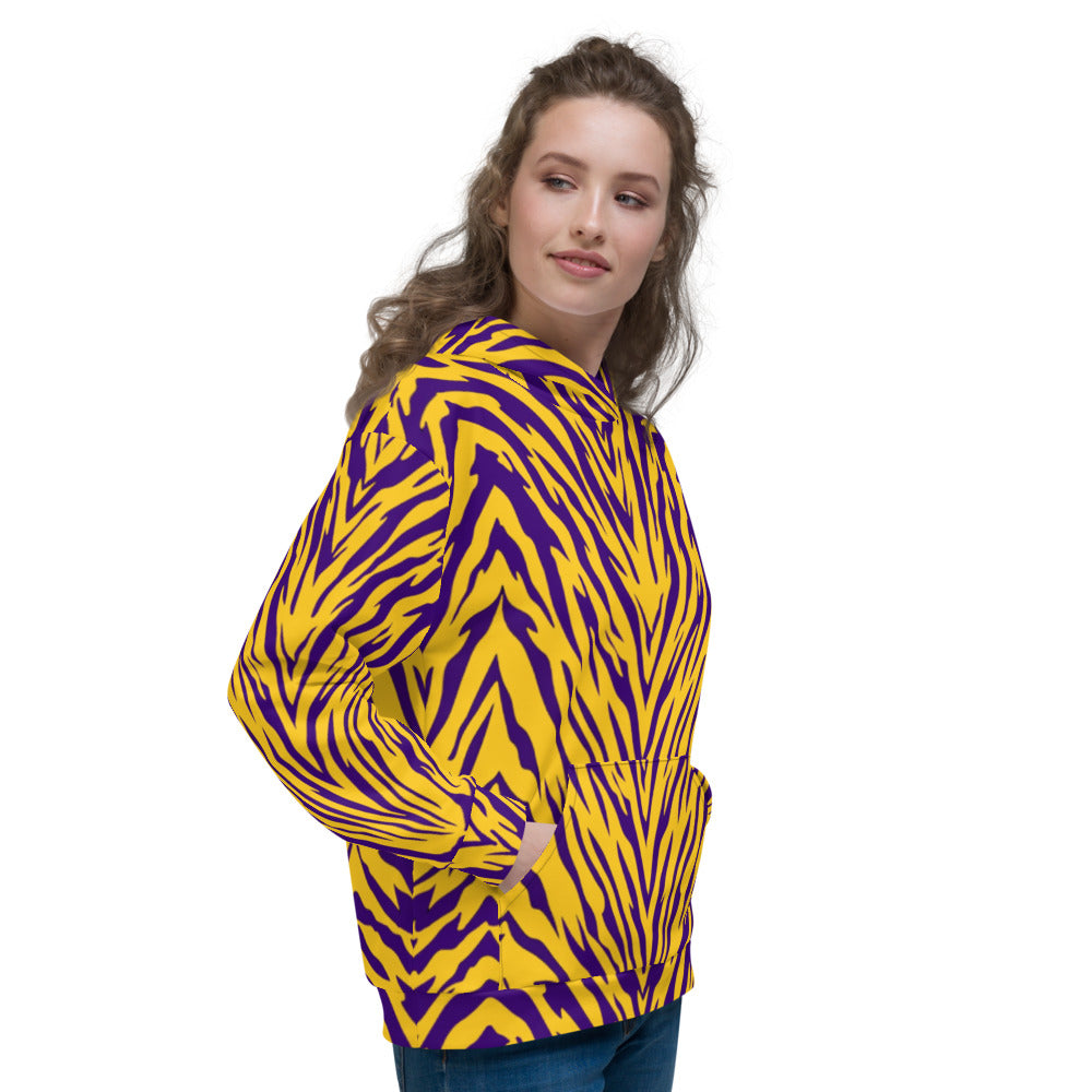 Purple and Gold Tiger Stripe Unisex Hoodie