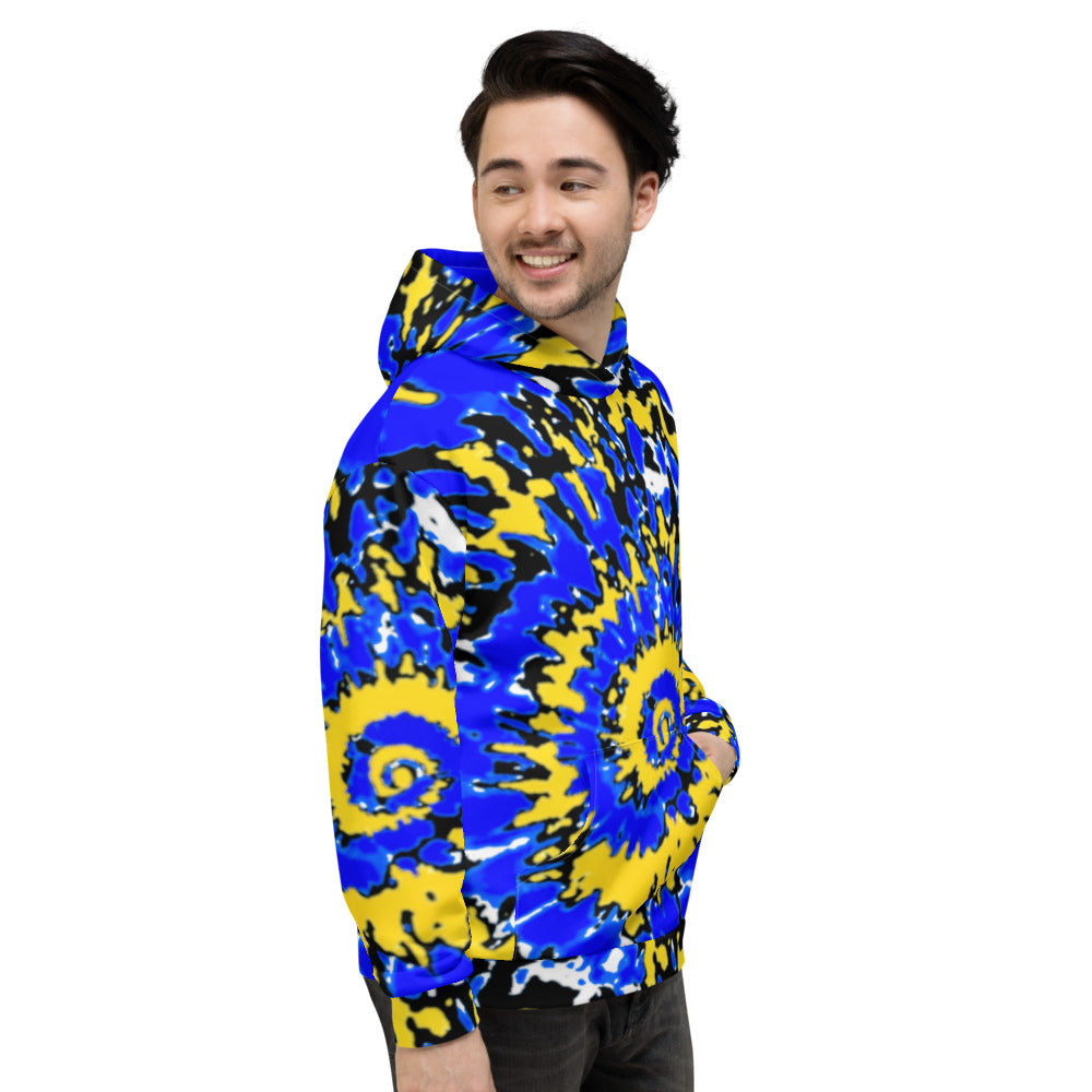 Blue and Gold Unisex Tie Dye Hoodie