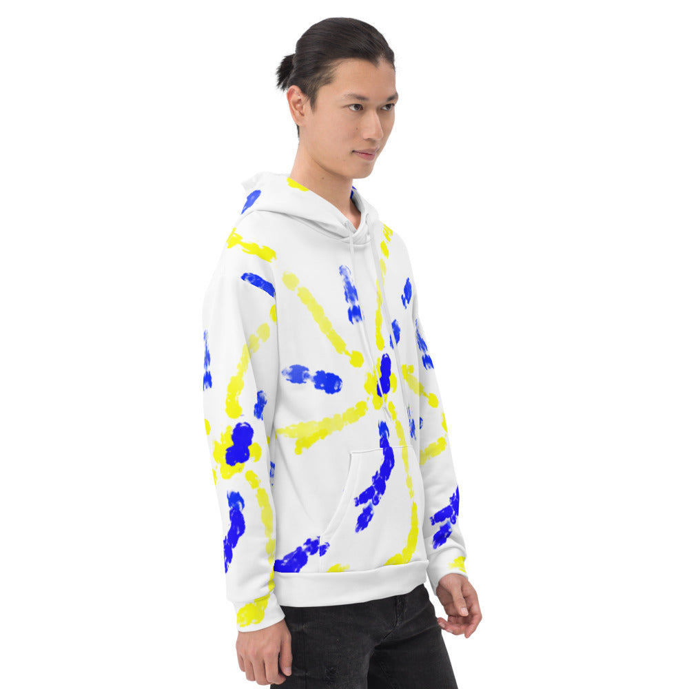 Blue and Yellow Star Burst Unisex Hoodie