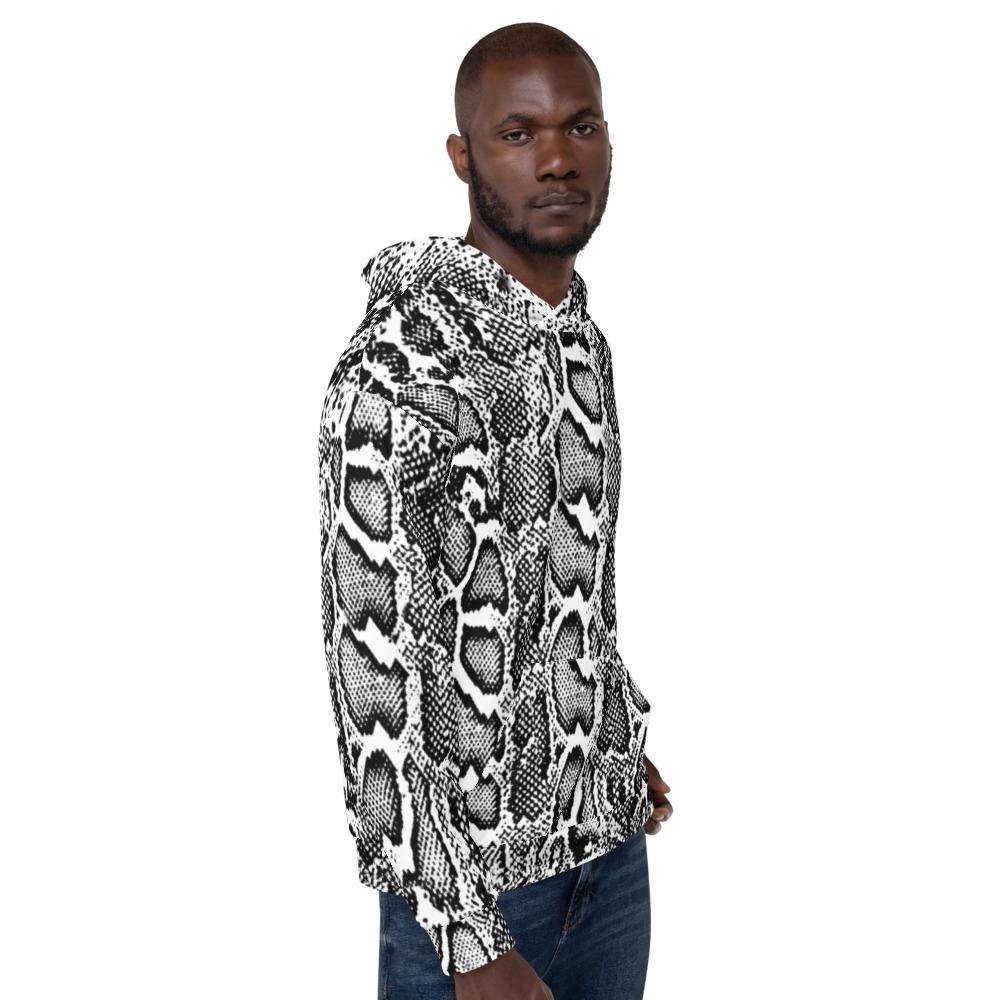 Black and White Python Skin Print Unisex Hoodie