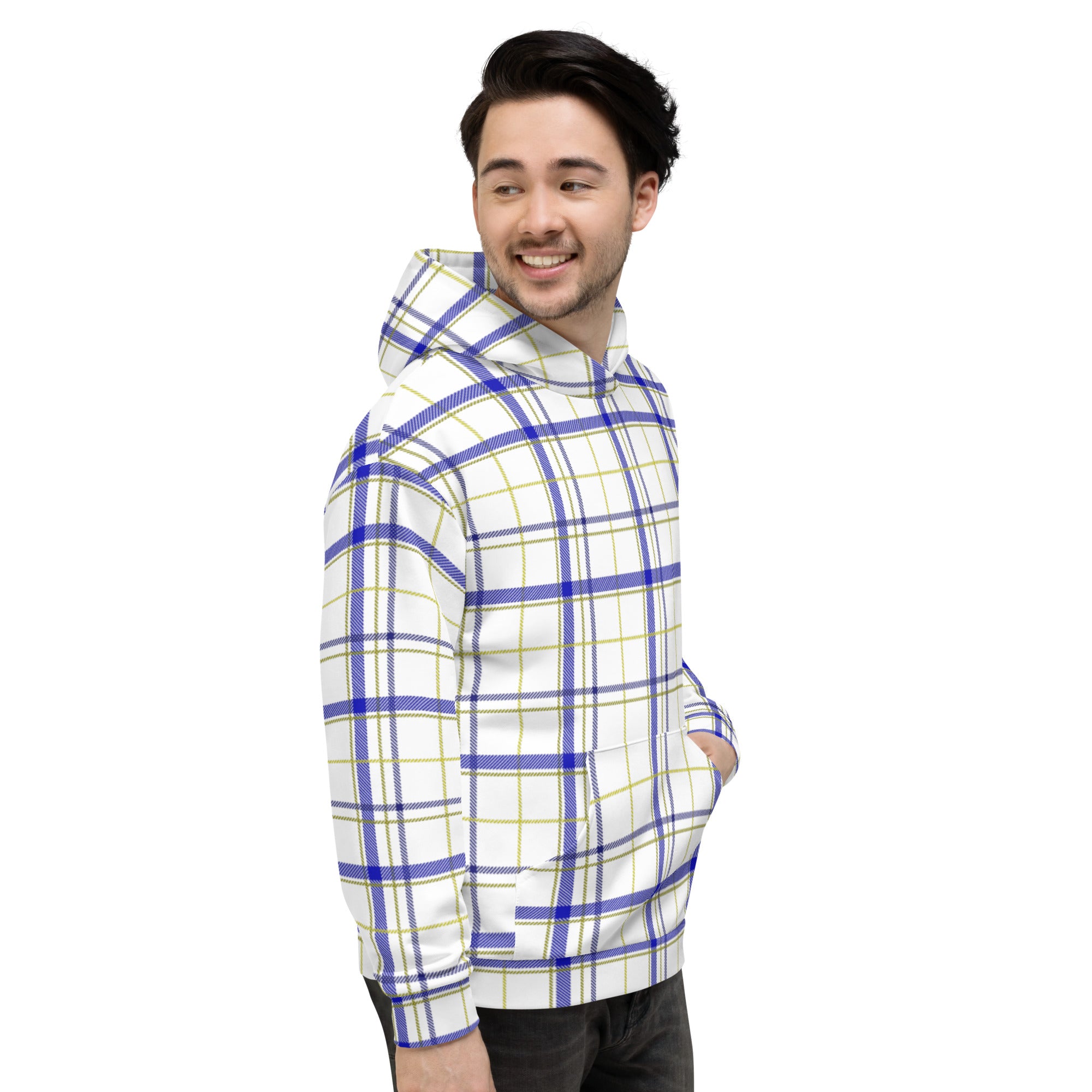 Yellow and Blue Plaid Unisex Hoodie