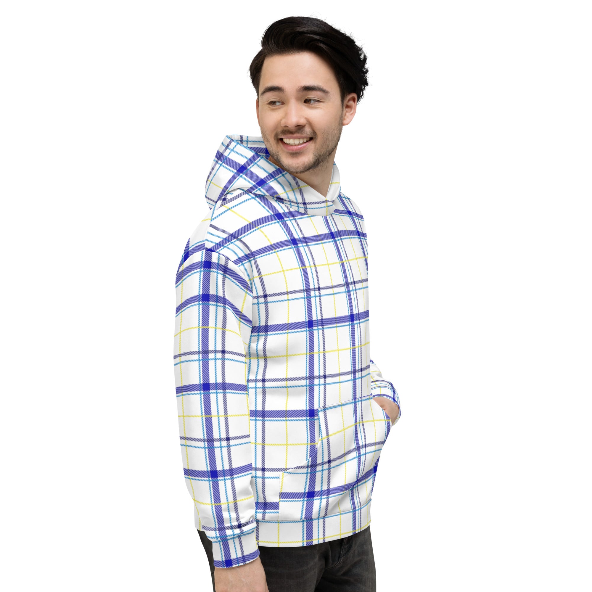 Blue and Yellow Plaid Unisex Hoodie