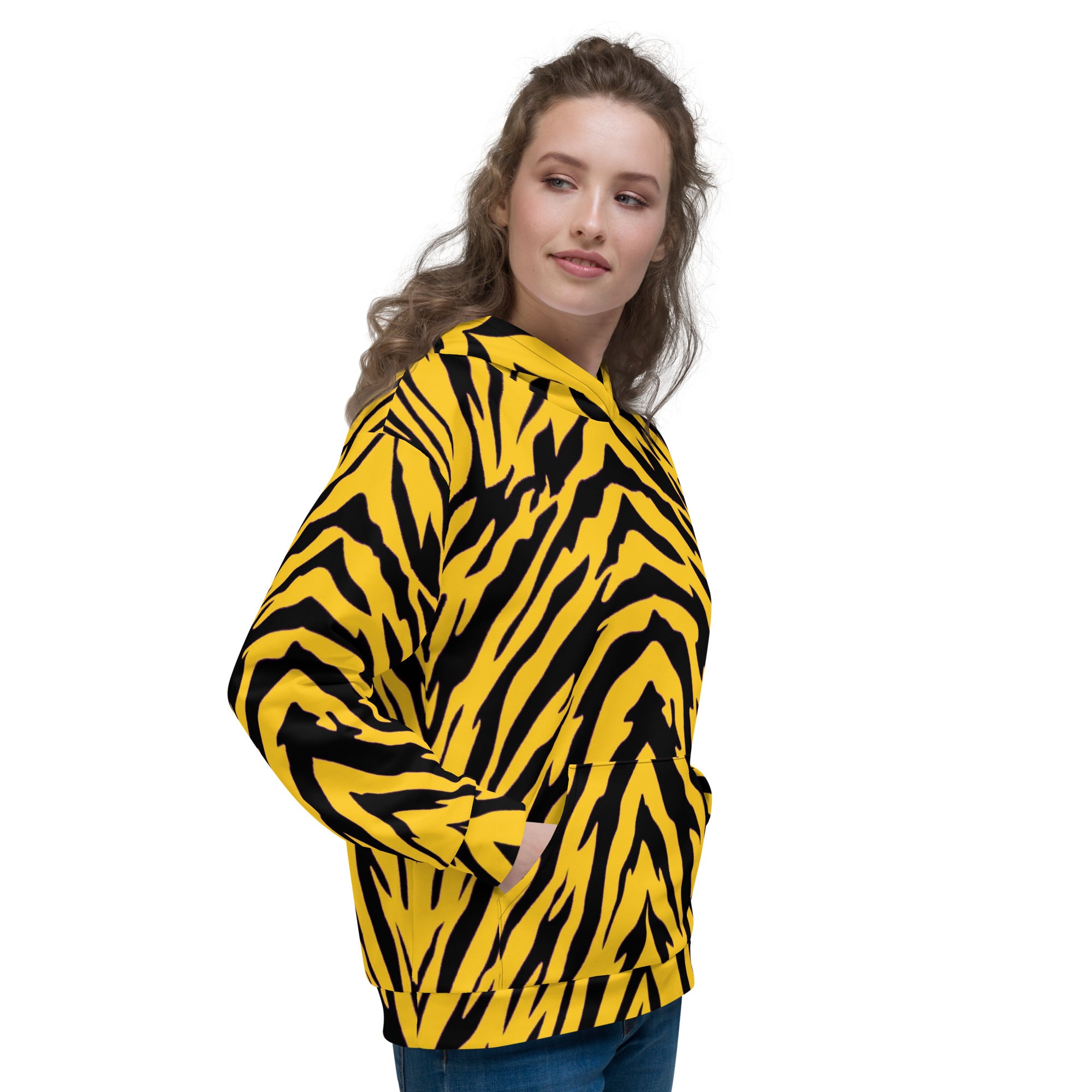 Black and Gold Tiger Stripes Unisex Pullover Hoodie
