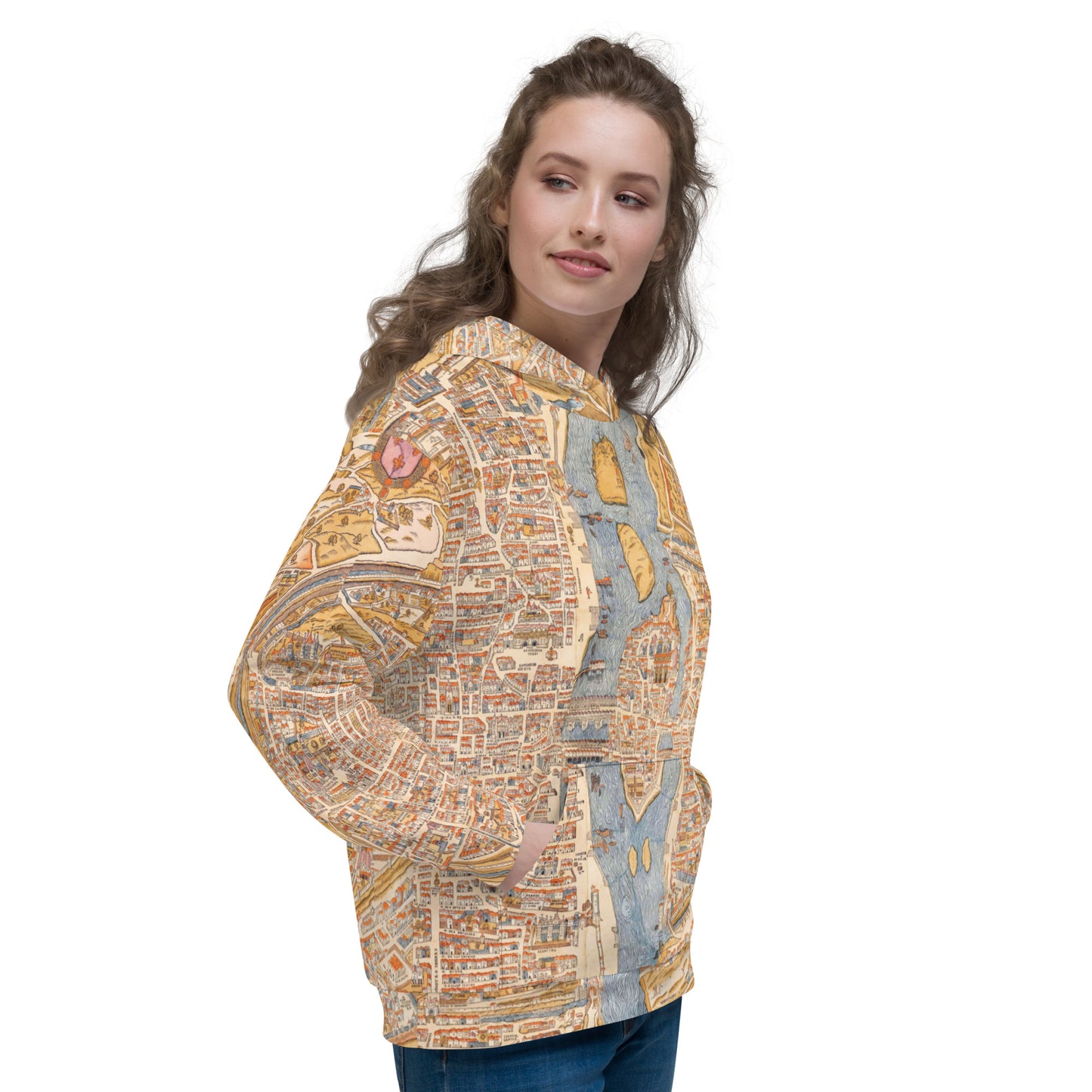 Old Map of Paris Unisex Hoodie