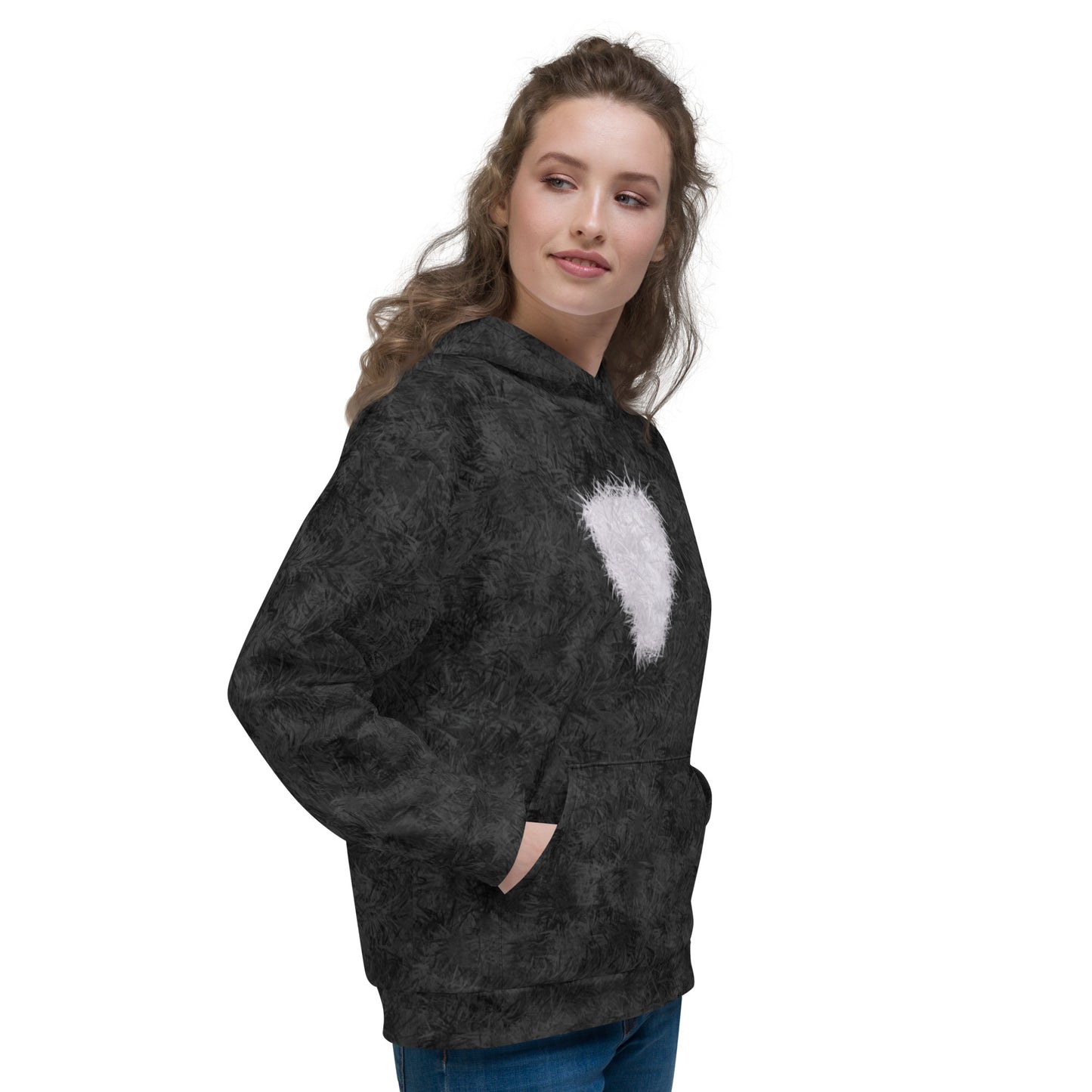 Black Cat with White Bib Fur Pattern Unisex Hoodie