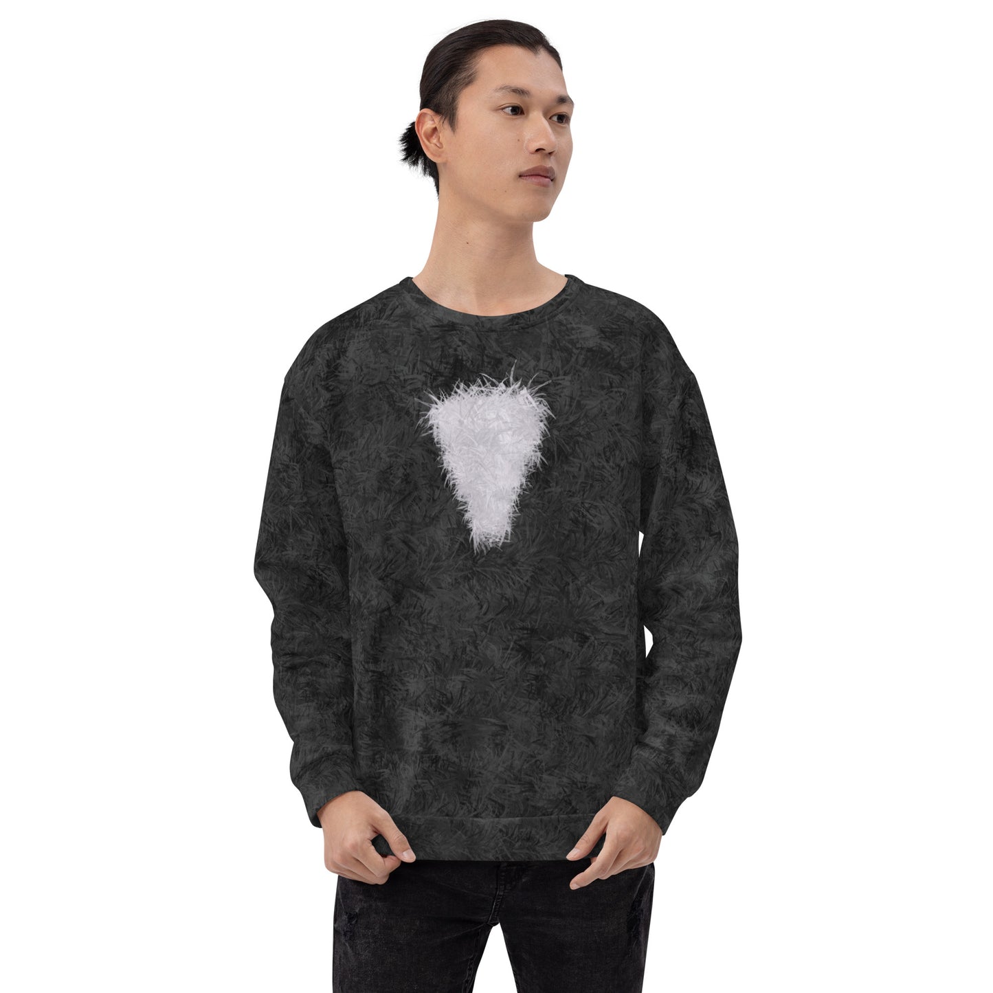 Black Cat with White Bib Fur Print Unisex Sweatshirt