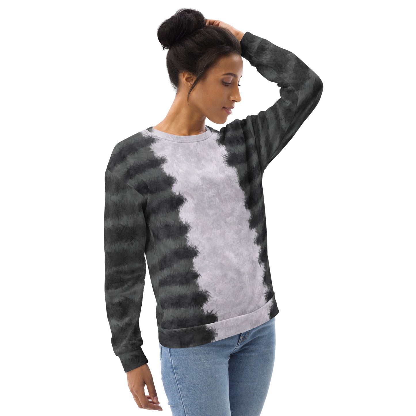 Grey Tabby Cat Fur Print Unisex Sweatshirt