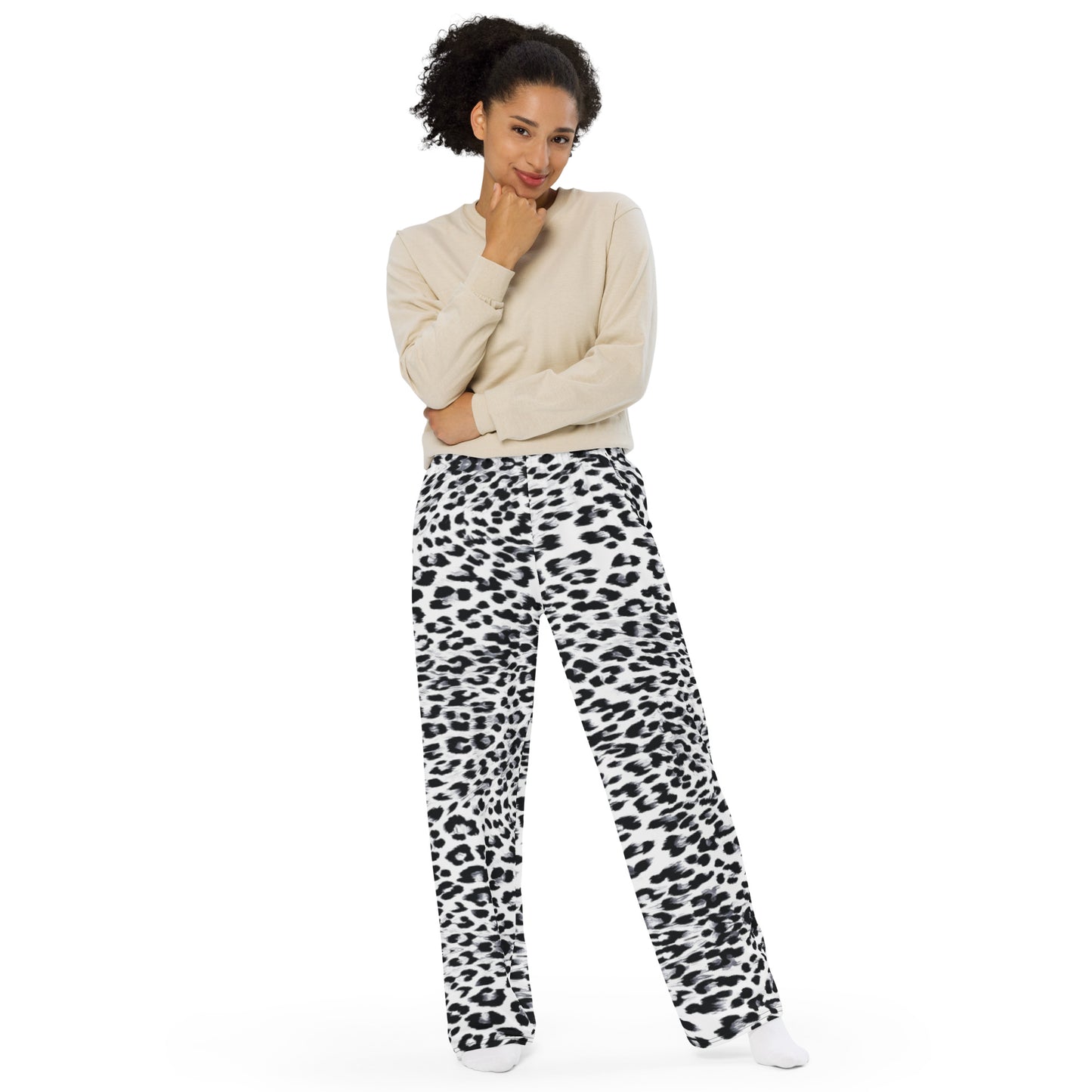 Snow Leopard Unisex Wide-Leg Pants