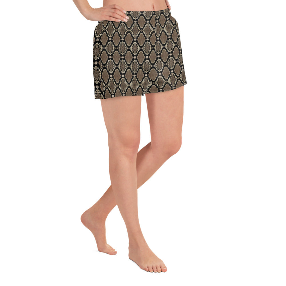 Snakeskin Print Women's Athletic Short Shorts