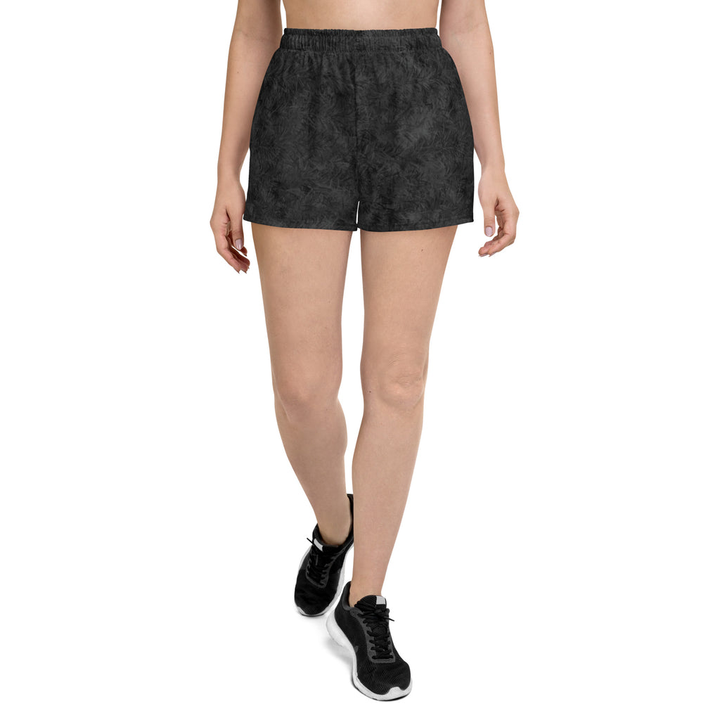 Black Cat Fur Print Women's Athletic Short Shorts