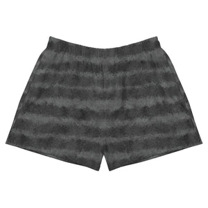 Grey Tabby Cat Fur Print Women's Athletic Short Shorts
