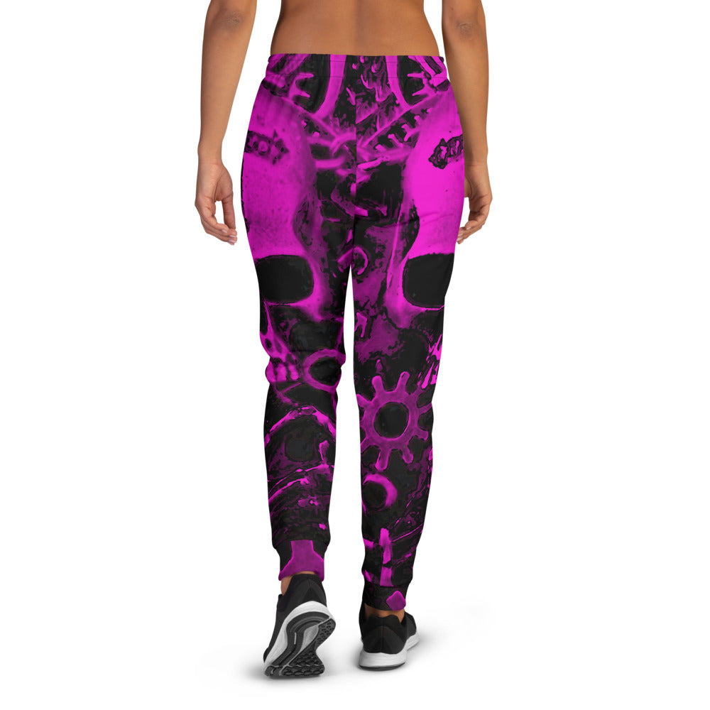 Pink Steampunk Skull Women's Slim Fit Joggers