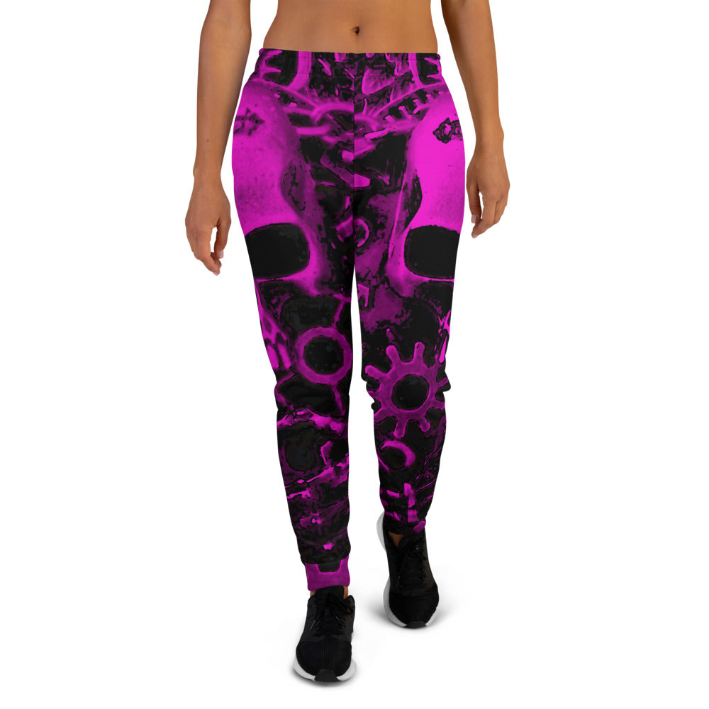 Pink Steampunk Skull Women's Slim Fit Joggers