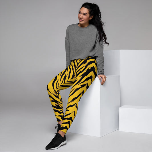 Black and Gold Tiger Stripes Women's Slim Fit Joggers