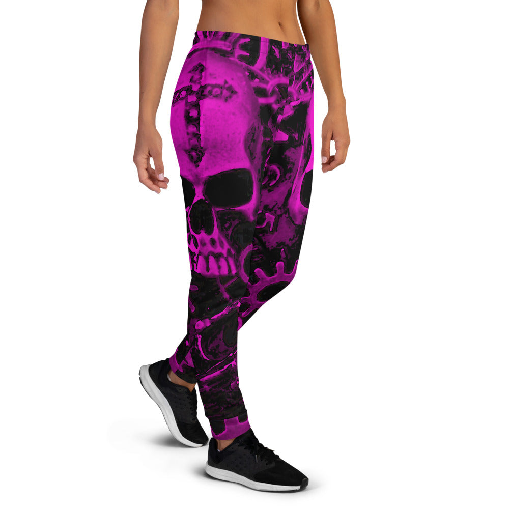 Pink Steampunk Skull Women's Slim Fit Joggers