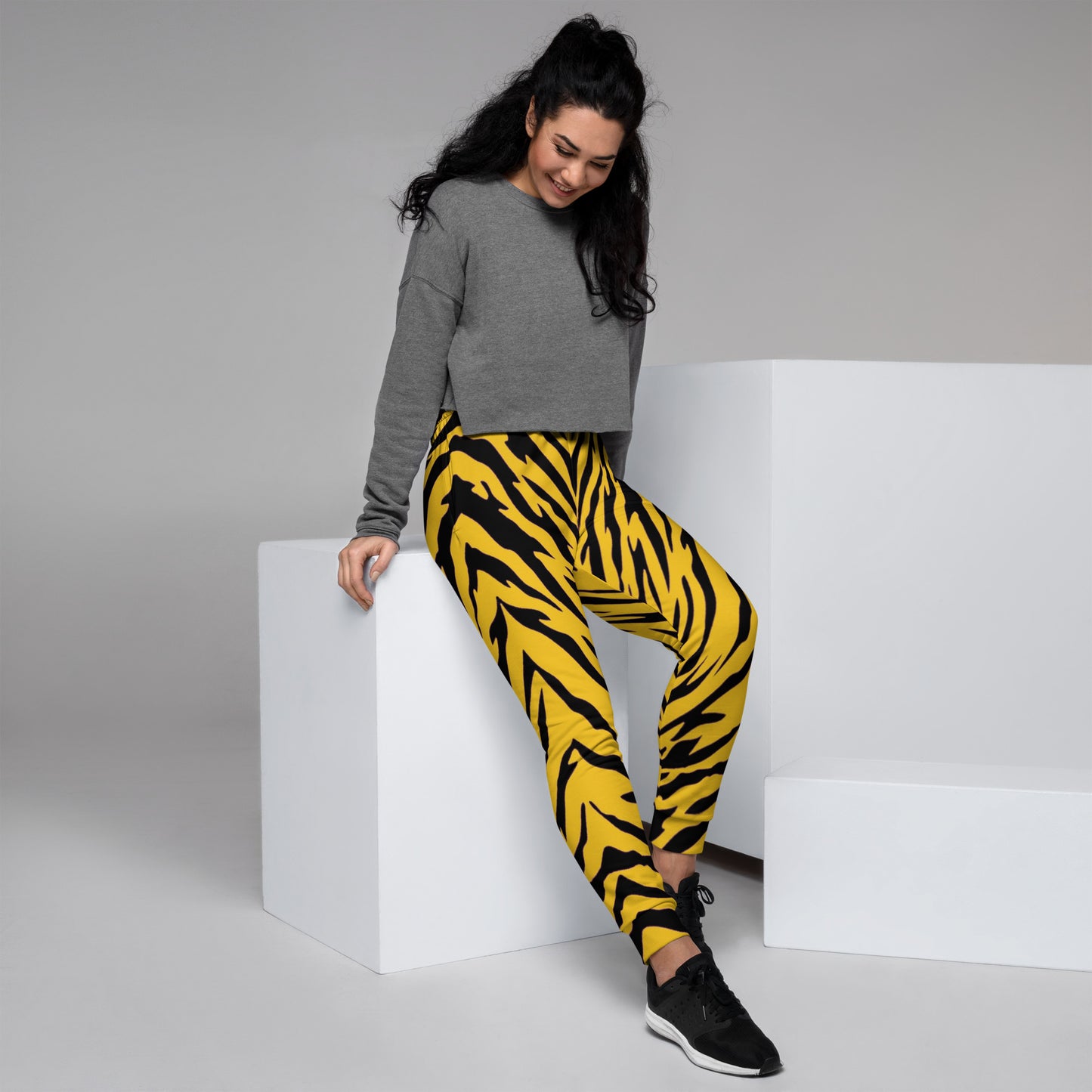 Black and Gold Tiger Stripes Women's Slim Fit Joggers