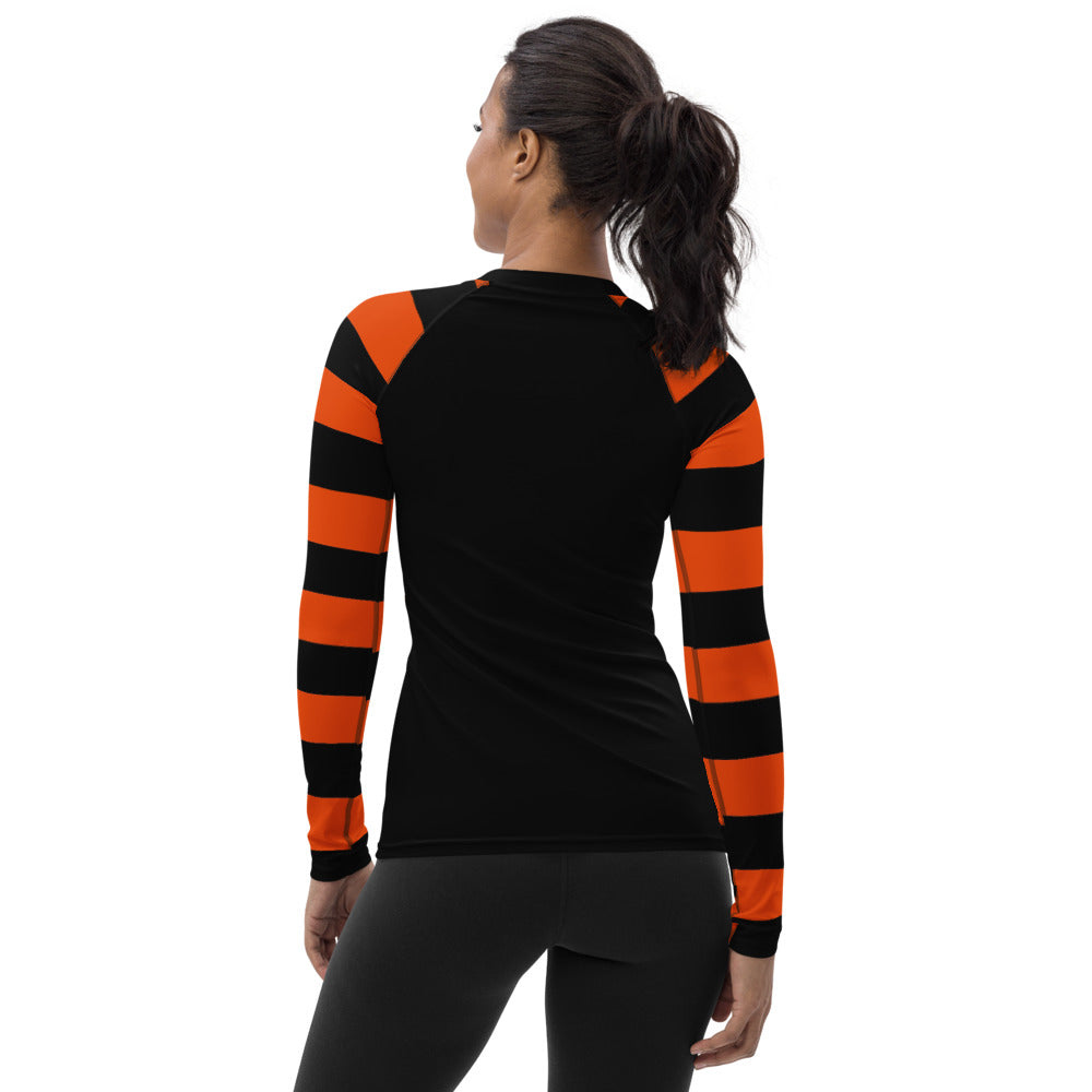 Witchy Orange Stripe Women's Rash Guard